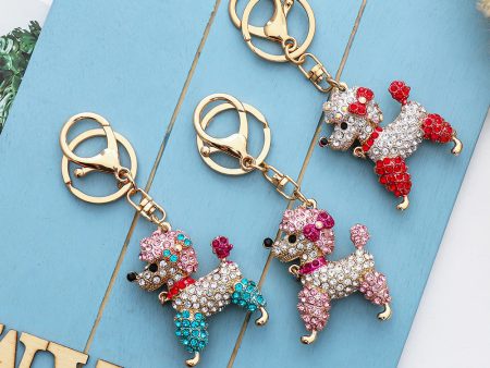 Wholesale Colorful Diamond Inlaid Cute Puppy Creative Metal Keychain Discount