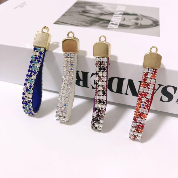 Wholesale 12PCS Rhinestone Hanging Rope Keychains Hot on Sale