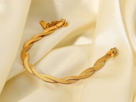 Wholesale 18k Gold-plated Stainless Steel Double Cross Snake Chain Bracelet Sale