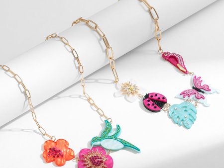 Wholesale Acrylic Flower Bird Alloy Necklace Online Hot Sale