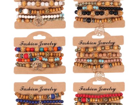 Wholesale Bohemian Wooden Tree of Life Bracelet Set For Cheap