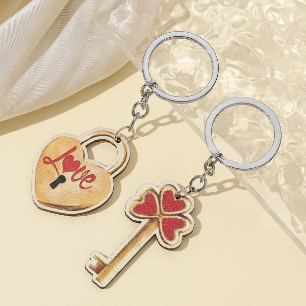 Wholesale Valentine s Day Wooden LOVE Couple Keychain Discount