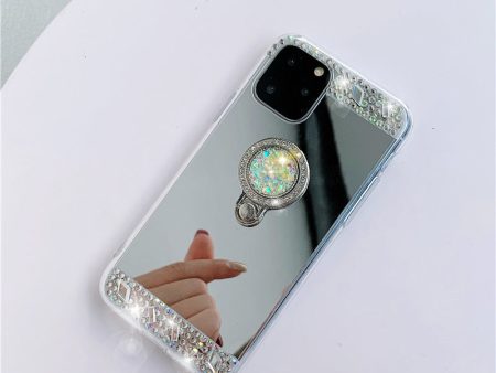 Wholesale TPU Colored Diamond Electroplated Mirror Gemstone Stand Phone Cases Hot on Sale