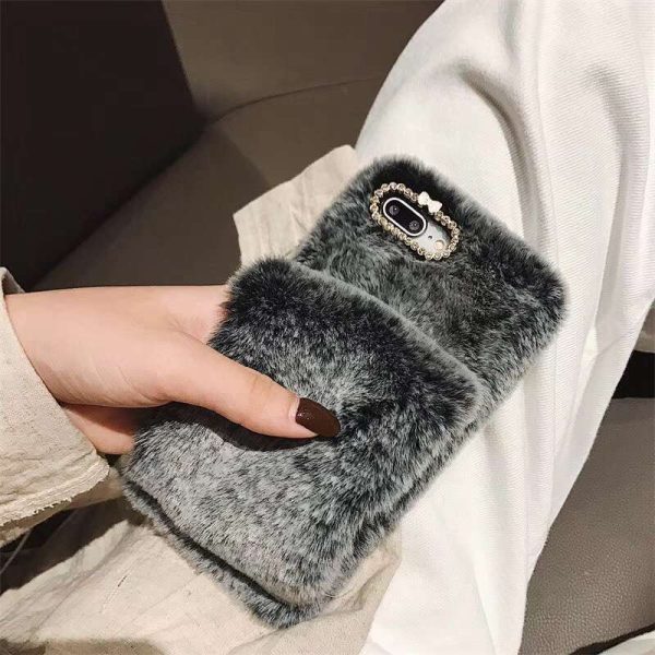 Wholesale Winter Warm Rabbit Plush Wrist Strap Holder Phone Case Online