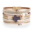 Wholesale Bohemian Multi-layered Braided Leather Cross Bracelet on Sale