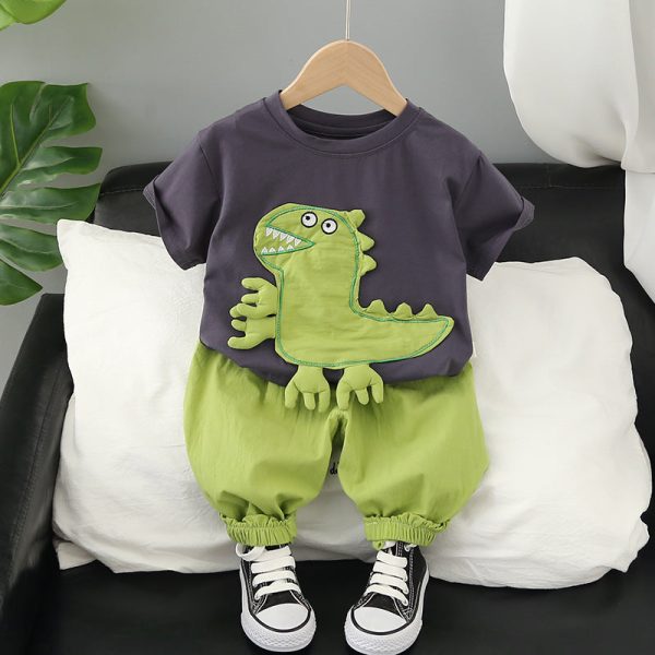 Wholesale Boys Summer Cartoon Short Sleeved Shorts Cotton Set Online now