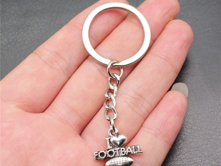 Wholesale 10PCS I Love Football Metal Keychain Supply