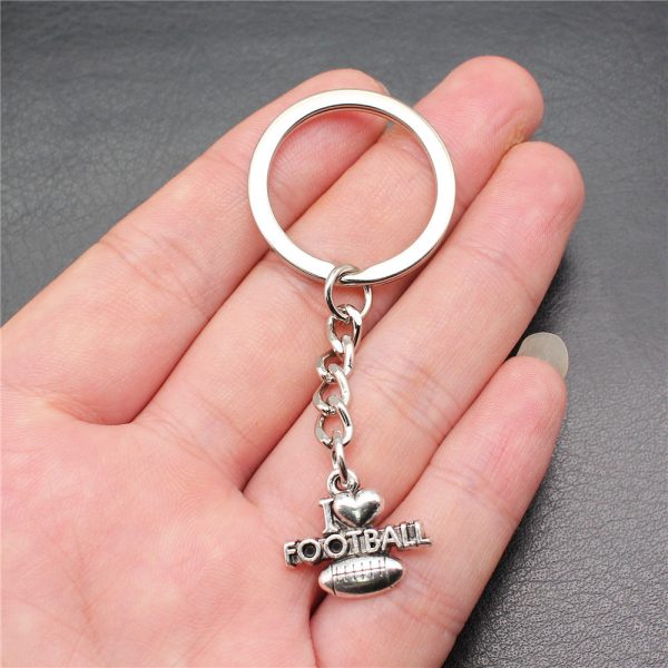 Wholesale 10PCS I Love Football Metal Keychain Supply