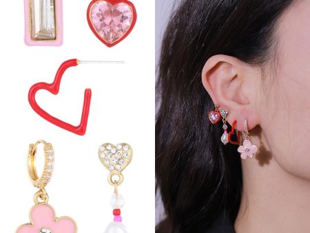 Wholesale Valentine s Day Series Pink Love Earrings Set Online Sale