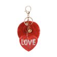 Wholesale 10pcs of Love Rhinestone Flannel 8cm Wool Ball Keychain Online Hot Sale