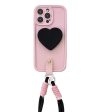 Wholesale Black and Pink Contrasting Love Silicone Stand Phone Cases For Discount