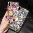 Wholesale Perfume Bottle, Rhinestone, Gold Flower, Acrylic Phone Case Fashion