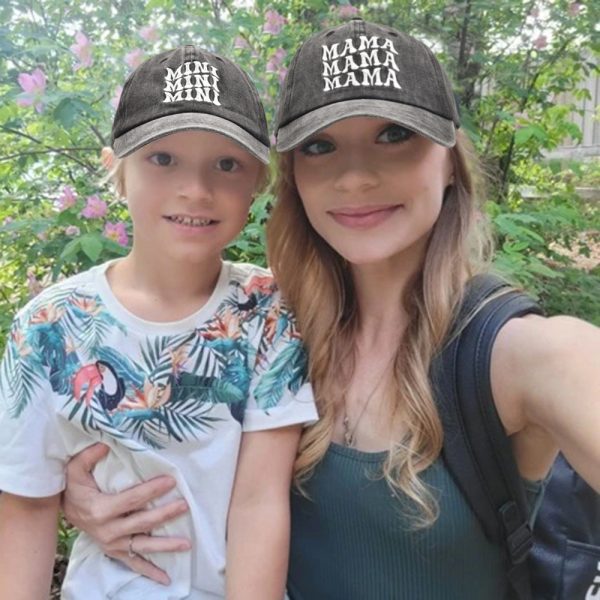 Wholesale Cotton Parent-child Three-row Letter MAMA MINI Baseball Cap Online Hot Sale