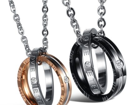 Wholesale Double Ring Stainless Steel Titanium Steel Necklace For Cheap