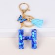 Wholesale Blue Love Butterfly Tassel Letter Resin Keychains Online Sale