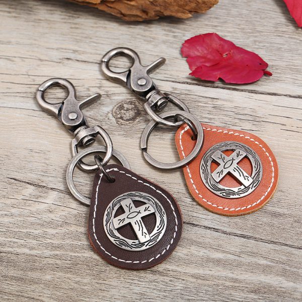 Wholesale Cross Cowhide Keychains Online now