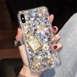 Wholesale Perfume Bottle, Rhinestone, Gold Flower, Acrylic Phone Case Fashion