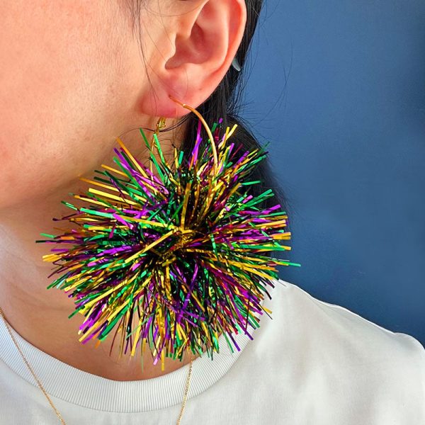 Wholesale 2 Pairs pack Carnival Shiny Big Ball Fireworks  Mardi Gras Earrings For Cheap