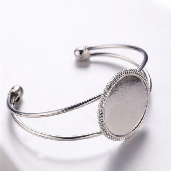 Wholesale Alloy 25mm Round Time Stone Base Open Bracelet Fashion