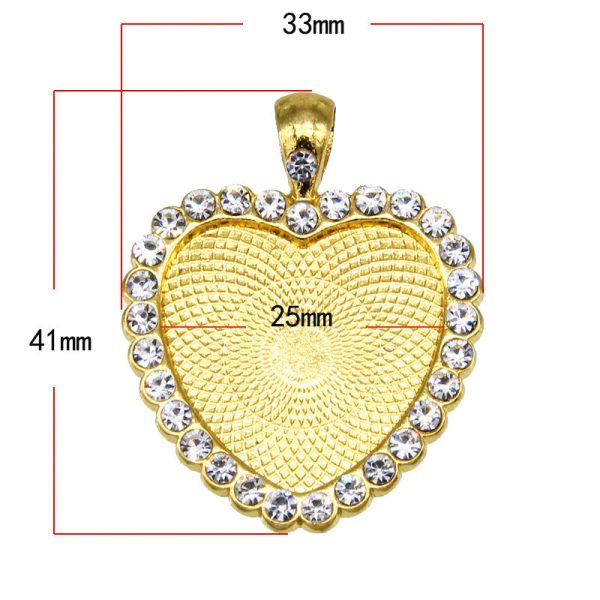 Wholesale 100PCS PACK Alloy 25mm Peach Heart Diamond Time Gemstone Base Online Sale