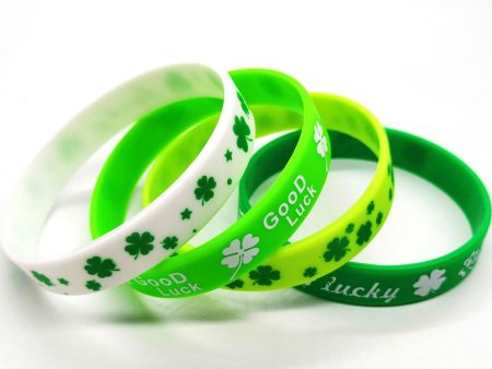 Wholesale 100pcs Lucky Four Leaf Clover Sports Basketball Silicone Bracelet Online now