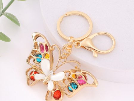 Wholesale Alloy Diamond Color Butterfly Keychain Hot on Sale