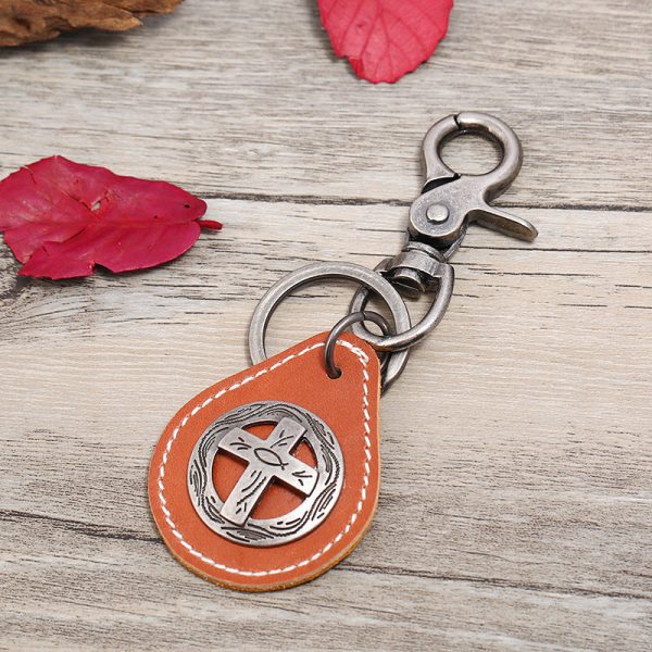 Wholesale Cross Cowhide Keychains Online now