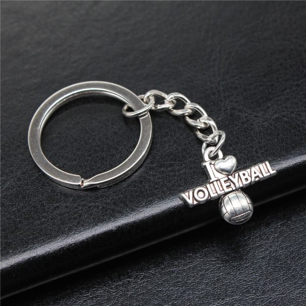 Wholesale 10PCS I Love Volleyball Pendant Metal Keychain Supply