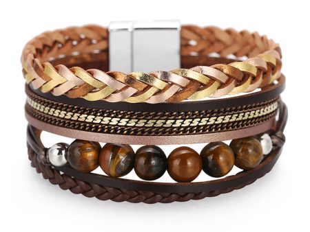 Wholesale Bohemian Multi-layered Braided Genuine Leather Bracelet Online now