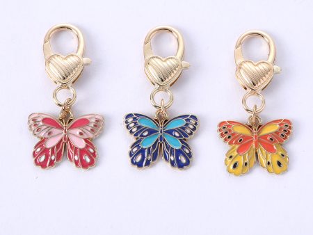 Wholesale Cute Car Colorful Butterfly Metal Keychain For Sale