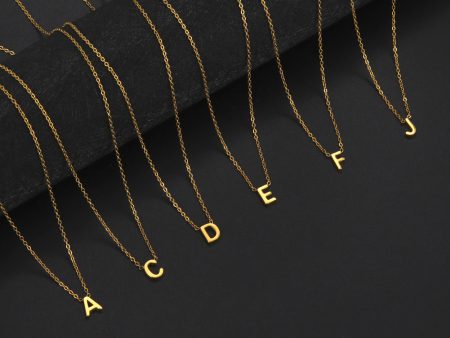 Wholesale 26 Letters Gold 18k Real Gold Electroplated 304 Stainless Steel Necklace Online now