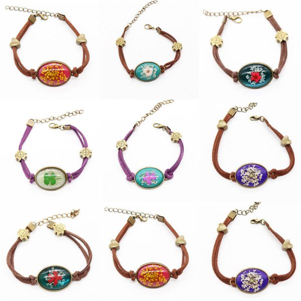 Wholesale 12PCS Resin Dried Flower Herbarium Bracelet Fashion