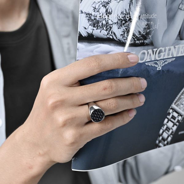 Wholesale Titanium Steel Inlaid Carbon Fiber Men s Rings on Sale