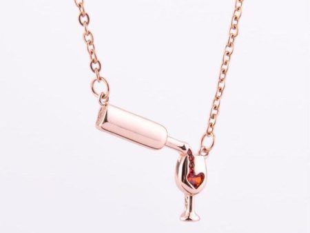 Wholesale Love Red Wine Bottles, Cups, Alloy Necklaces on Sale