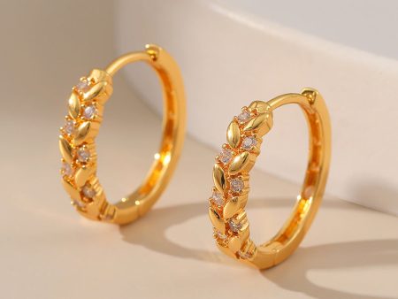 Wholesale 18K Real Gold Plated Wheat Earrings Online