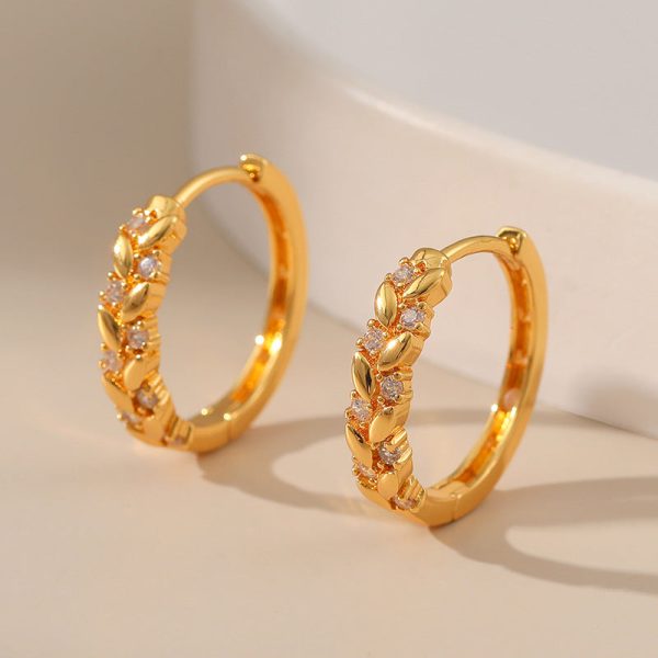 Wholesale 18K Real Gold Plated Wheat Earrings Online