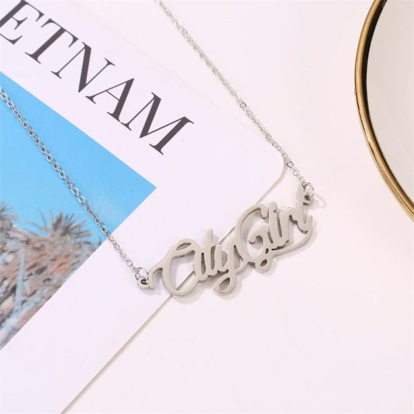 Wholesale Stainless Steel City Girl Letter Necklace DIY Lettering Clavicle Chain Supply