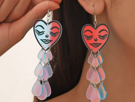 Wholesale Acrylic Valentine s Day Crying Water Drop Love Earrings Fashion