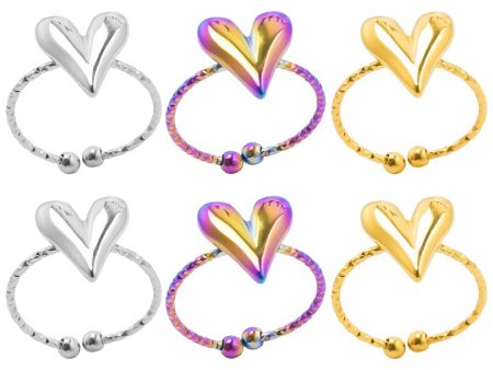 Wholesale Valentine s Day Stainless Steel Heart Opening Rings Sale