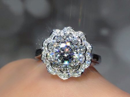 Wholesale Double-layer Flower Diamond Opening Copper Ring Online Hot Sale