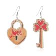 Wholesale Valentine s Day Rose Asymmetric Wooden Earrings Online Sale