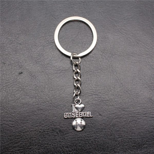 Wholesale 10PCS I Love Baseball Pendant Metal Keychain For Sale