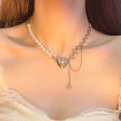 Wholesale Love Pearl Metal Splicing Necklace Sweater Chain Hot on Sale