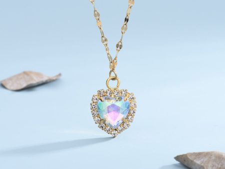 Wholesale Colorful Crystal Love Diamond Titanium Steel Necklace Clavicle Chain For Discount