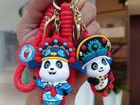 Wholesale Cartoon Beijing Opera Collection Panda PVC Keychain Hot on Sale