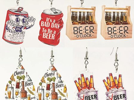 Wholesale 2 Pairs pack Beer Retro Fun Acrylic Earrings Online now