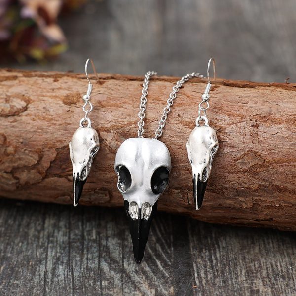 Wholesale Vintage Skull Crow Head Alloy Clavicle Chain  Mardi Gras Earrings Set Online Sale