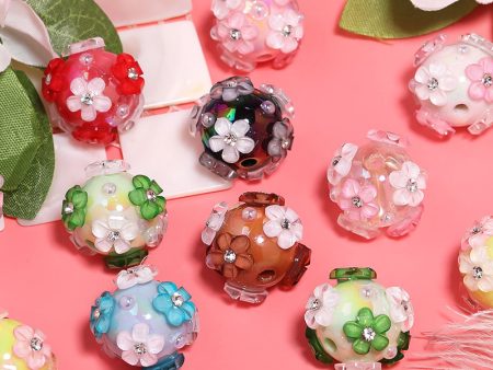 Wholesale 5PCS DIY Pearl Flower Acrylic Beads Cheap