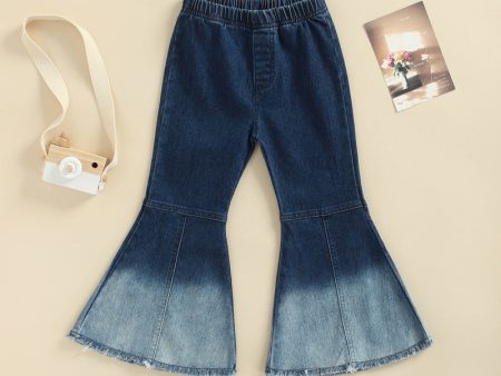 Wholesale Children s Abstract Printed Cotton Stretch Denim Flared Pants Online Hot Sale