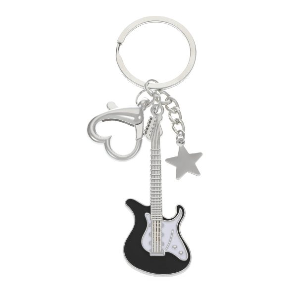 Wholesale Electric Guitar Star Bass Alloy Keychains Online Hot Sale